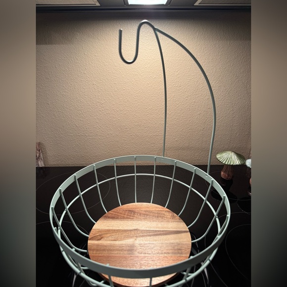 Other - Modern Wire Fruit Basket with Wooden Base